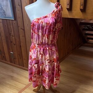 Pretty Garden size XL  One-Shoulder Floral Dress pink purple red